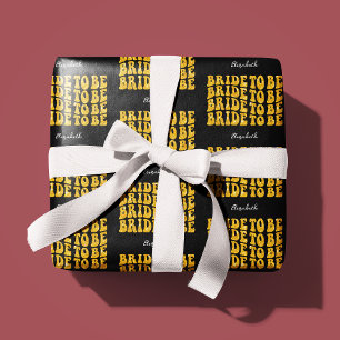 Papel De Presente Noiva para ser Dourada com texto brilhante com nom
