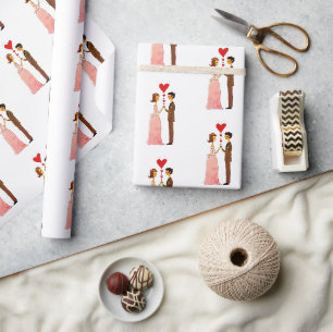 Papel De Presente Noiva Whimsical e noiva apaixonada