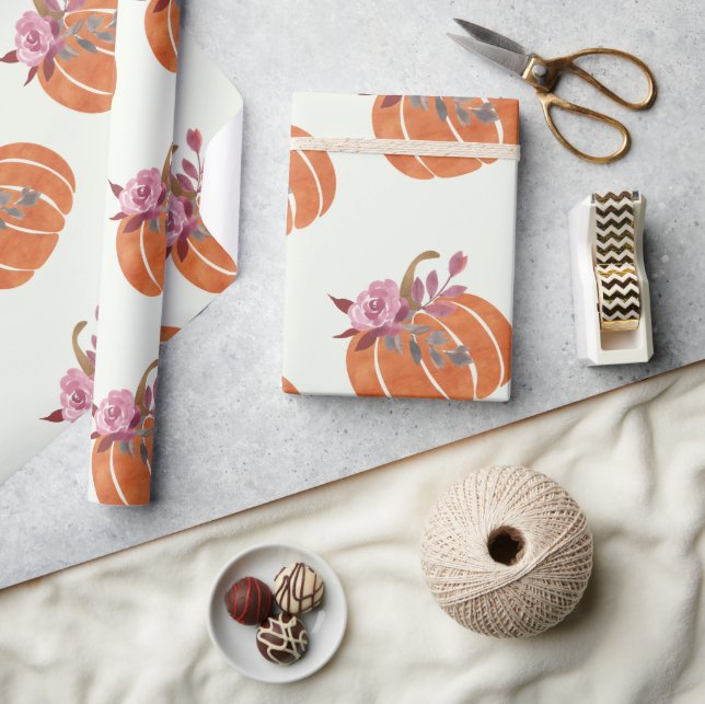 Papel De Presente Noivado da Menina Floral bonito de Pumpkin (Artesanato)