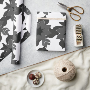 Papel De Presente Noivado de Casamentos Florais da Abstrato Negra