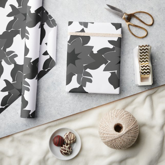 Papel De Presente Noivado de Casamentos Florais da Abstrato Negra (Artesanato)