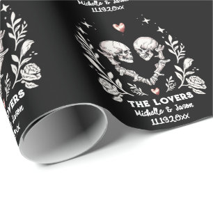 Papel De Presente Noivos da Morte Personalizados Amantes Góticos Esq