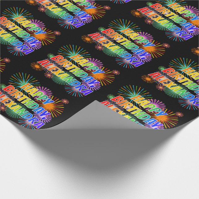 Papel De Presente Nome "ALEXANDRA", Diversão "FELIZ ANIVERSÁRIO" (Ponta)