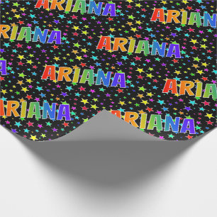 Papel De Presente Nome "ARIANA" do arco-íris + Estrelas