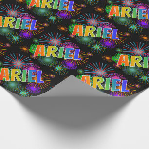 Papel De Presente Nome ARIEL em arco-íris + Fogos de Artifício