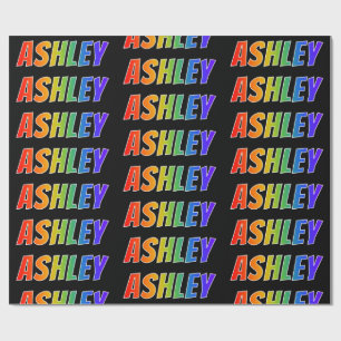 Papel De Presente Nome Ashley "ASHLEY" em arco-íris; Divertido & Col