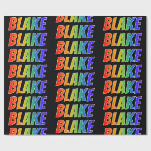 Papel De Presente Nome "BLAKE" do arco-íris; Divertimento & colorid