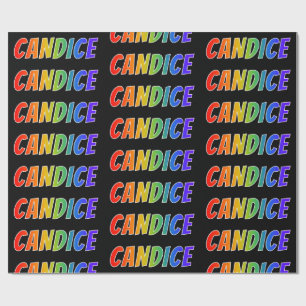 Papel De Presente Nome "CANDICE" do arco-íris; Divertimento &