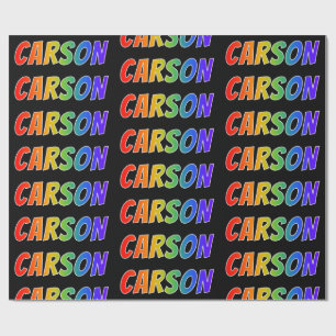 Papel De Presente Nome "CARSON" do arco-íris; Divertimento &