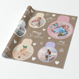 Papel De Presente Nome Colorido da Célula de Natal Ornaments Brown