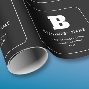Papel De Presente Nome comercial e slogan editáveis Preto e Branco