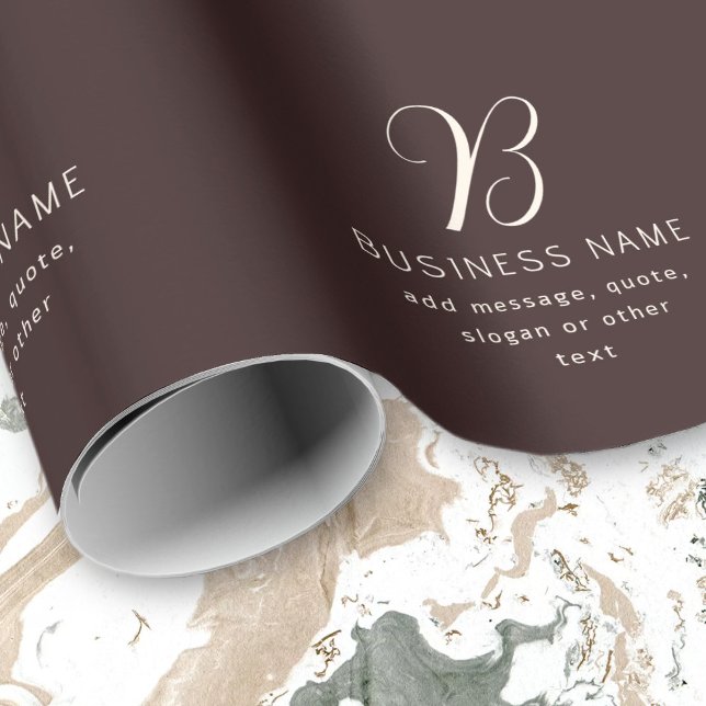 Papel De Presente Nome Comercial Moderno Elegante Monograma | Marrom (Criador carregado)