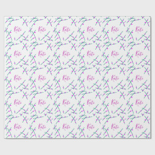 Papel De Presente Nome da árvore de cerejeira verde rosa boho retrô 