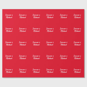 Papel De Presente Nome da Caligrafia Vermelha Mínima Moderna e Bonit