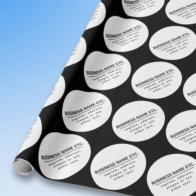 Papel De Presente Nome da Empresa & Slogan/outro texto | Preto e Bra (Criador carregado)