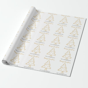Papel De Presente Nome da Família da Árvore de Natal Script Feriado