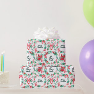 Papel De Presente Nome da família Monograma Wreath Natal