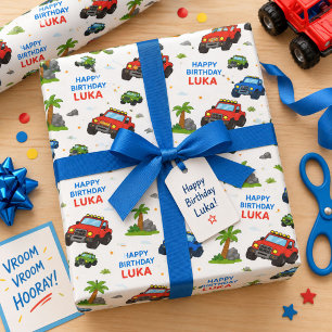 Papel De Presente Nome da Festa de Aniversário de Caminhão Monstro p