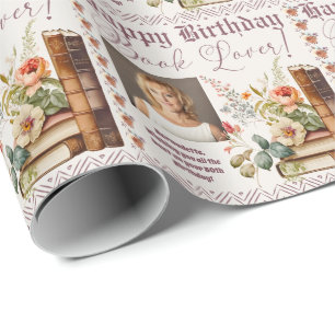 Papel De Presente Nome da Foto Idade Texto Amante de Livros Estilo A