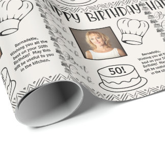 Papel De Presente Nome da Fotografia Idade do Texto Melhor Cook Aniv