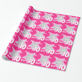 Papel De Presente Nome da menina idade 10 adicione sua foto padrão d