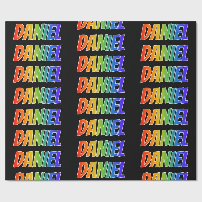 Papel De Presente Nome "DANIEL" do arco-íris; Divertimento & (Aberto)