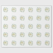 Nome data do chá de noiva floral de eucalipto verd