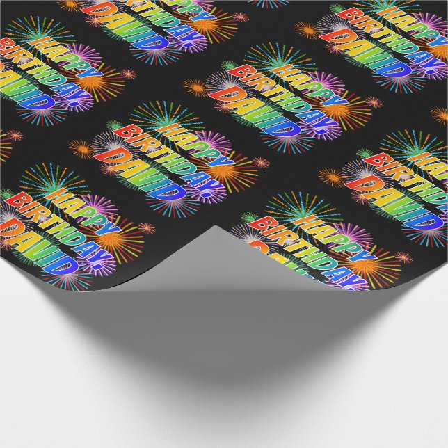 Papel De Presente Nome "DAVID", Diversão "FELIZ ANIVERSÁRIO" (Ponta)