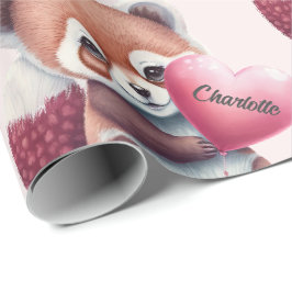Papel De Presente Nome de Adição de Aquarela do Coração Vermelho Pan