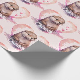 Papel De Presente Nome de Adição de Cor de Água do Coração Externo