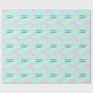 Papel De Presente Nome de adição do pastel cintilante verde-rosa azu