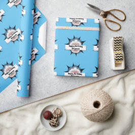 Papel De Presente Nome de Aniversário Feliz do Tubarão legal