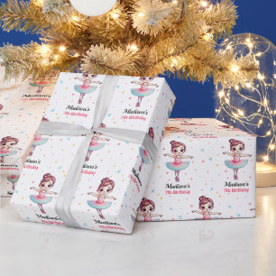 Papel De Presente Nome de Balé Ballerina Personalizado Aniversário