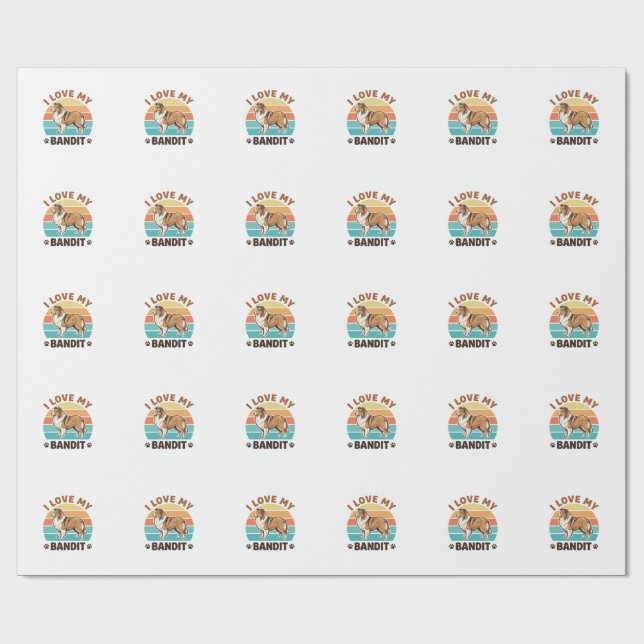 Papel De Presente Nome de cachorro personalizado design retrô pôr do (Aberto)