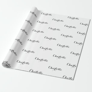 Papel De Presente Nome de caligrafia personalizada preto e branco el