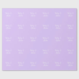 Papel De Presente Nome de casamento de casal retrô pastel roxo elega