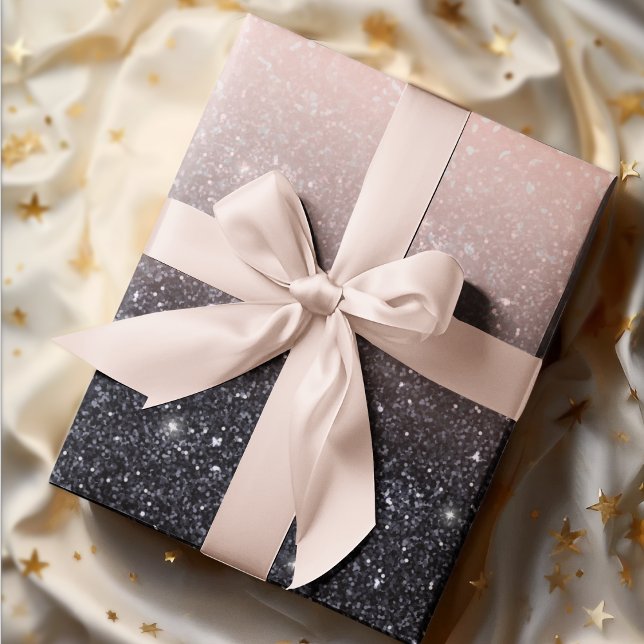 Papel De Presente Nome de cintilações preto e rosa modernos (Criador carregado)