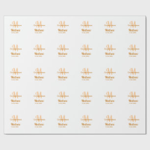 Papel De Presente nome de padrinho laranja data letra masculino past