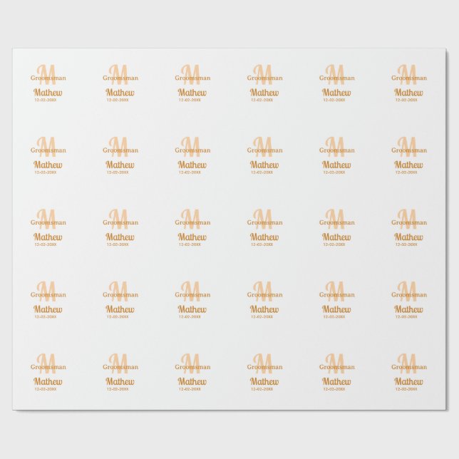 Papel De Presente nome de padrinho laranja data letra masculino past (Aberto)