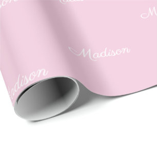 Papel De Presente Nome de script personalizado Texto rosa claro Aniv