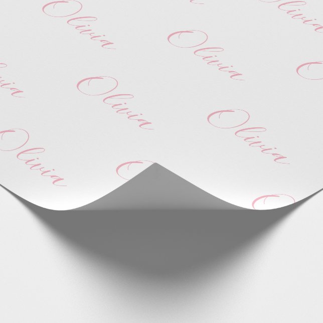 Papel De Presente Nome de Script Rosa Girly Elegante (Ponta)
