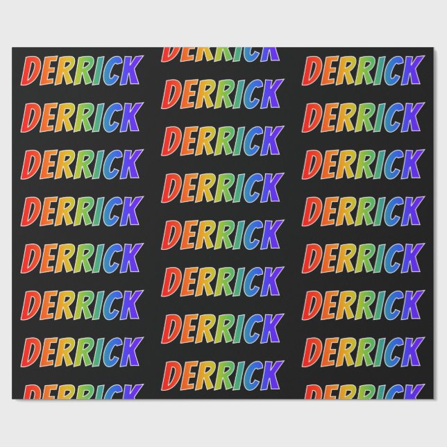 Papel De Presente Nome Derrick "DERRICK" em arco-íris; Divertido & C (Aberto)