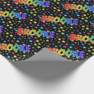 Papel De Presente Nome do Arco-Íris "BROOKE" + Estrelas