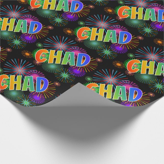 Papel De Presente Nome do Arco-Íris "CHAD" + Fireworks (Ponta)