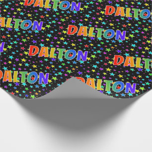 Papel De Presente Nome do Arco-Íris "DALTON" + Estrelas