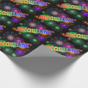 Papel De Presente Nome do Arco-Íris "JACQUELINE" + Fireworks