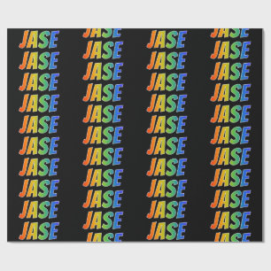 Papel De Presente Nome do Arco-Íris "JASE"; Divertido e colorido