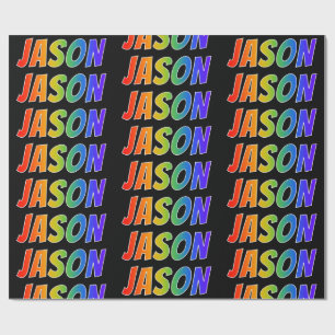 Papel De Presente Nome do Arco-Íris "JASON"; Divertido e colorido