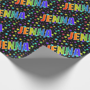 Papel De Presente Nome do arco-íris "JENNA" + Estrelas