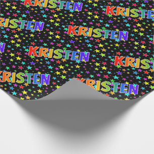 Papel De Presente Nome do Arco-Íris "KRISTEN" + Estrelas